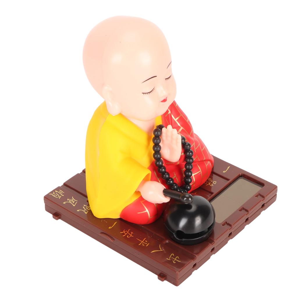 Little Buddhist Monk Ornament Solar Powered Cute Monk Decorative Ornaments for Car Desktop Living Room