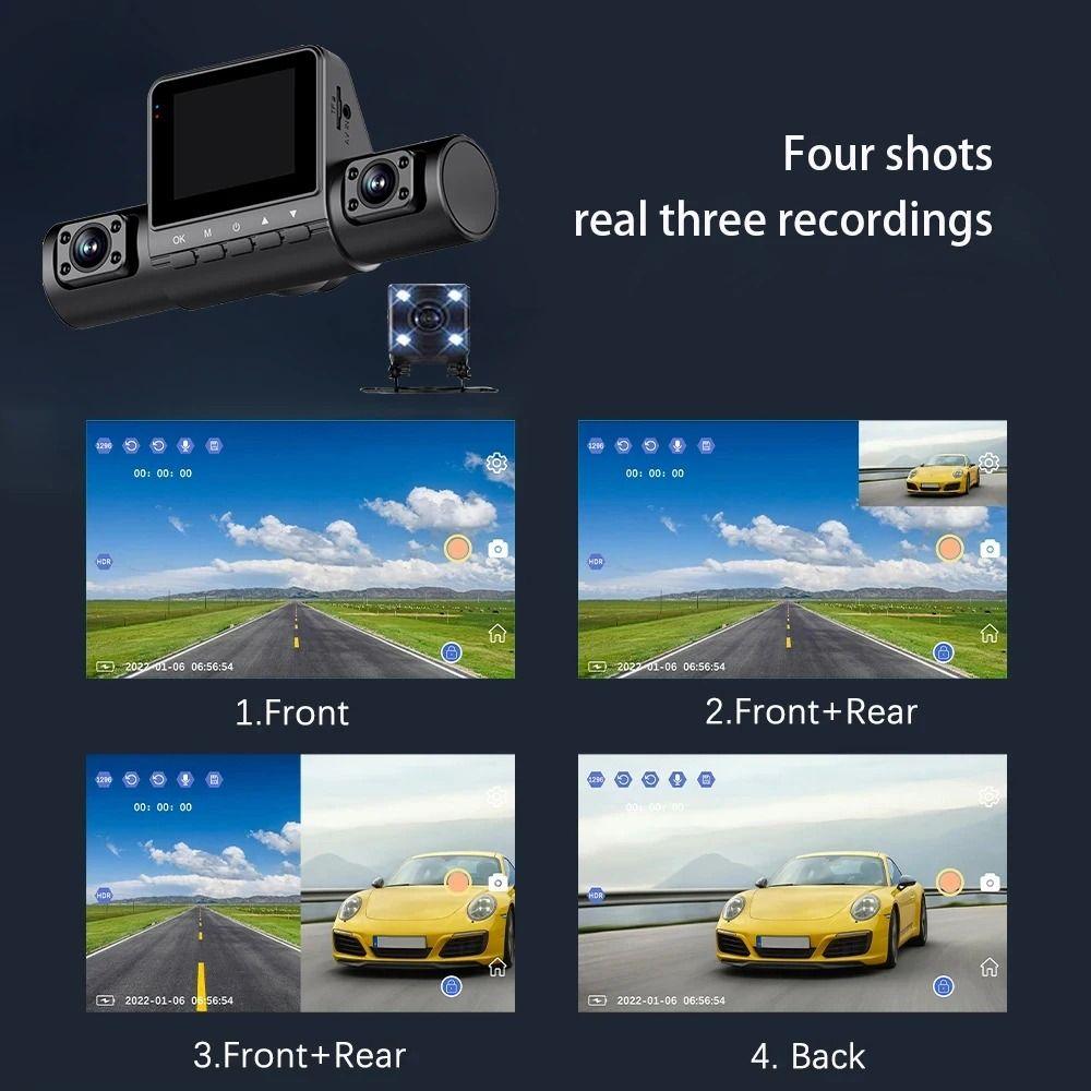 Front/ Rear/ Left/Right Car Night Vision Tachograph Quad-record HD 1080P Driving Recorder  Inside