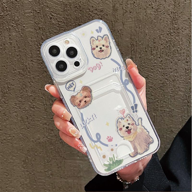 Card Slot Holder Silicone Wallet Pocket Case For Xiaomi Redmi Note 12 13 Pro iPhone 17 Air 16 15 14 13 Samsung S23 S24 S25 Cover Clear Phone Bumper