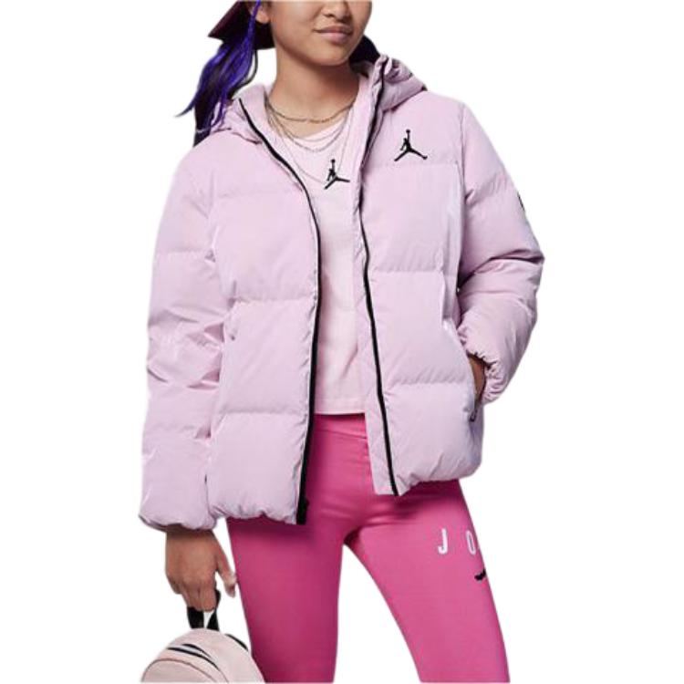 Jordan Solid Logo Hooded Warm Down Jacket Kids Outerwear Pink FB9266-663