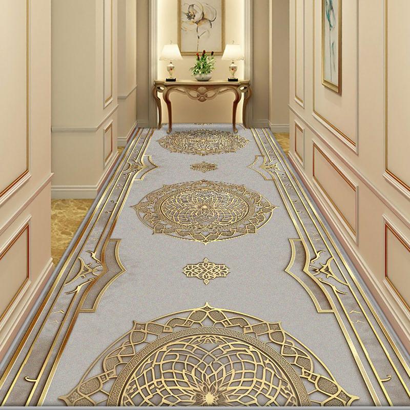 European Golden Long Corridor Carpet Luxury Decoration Home Stairs Runner Non-slip Rugs Villa Lobby Entryway Mat Customizable