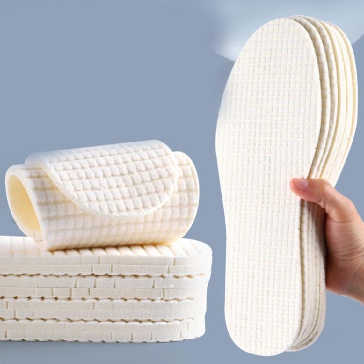 4 Pairs Odor Resistant Terry Cloth Latex Insoles Lightweight Design Shoe Inserts Cushion for Barefoot Shoes Size 35-46