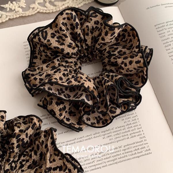 Spice girl leopard print large intestine hair band femininity small waist skirt fluffy large hair rope woman