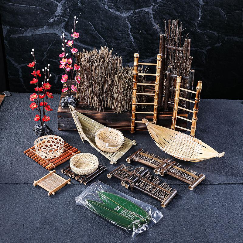 Japanese Barbecue Dishes Seafood Platter Decorative Ornaments Japanese Sashimi Swinging Plate Decorative Flowers and plants-C
