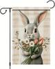Welcome Easter Bunny Garden Ags 12x18 Inch Double Sided Happy Easter Yard Ag with Bunny Eggs Tulips Owers Small Spring GGX
