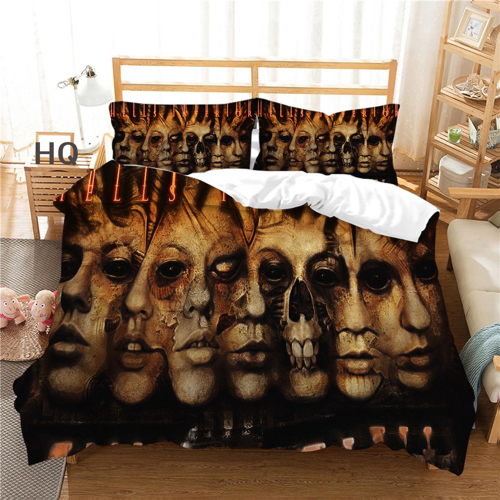 3D Terrifying Skull Bedding Set Halloween Down Duvet Cover Pillowcase 2/3pcs Luxury Home Textile Kid Men's Gift