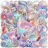 50 Transparent Cartoon Watercolor Shell Sticker Pack Waterproof Transparent PET Hand Account Decorative Guitar Notebook