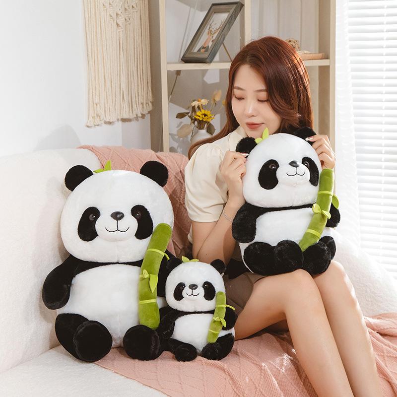 Cartoon Panda Doll Plush Toy Animation Panda Eating Bamboo Shoots Sleeping Pillow Rag Doll Girl Children Gift