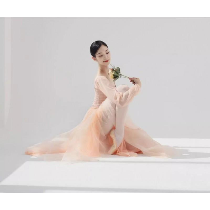 Ballet Leotard With Tulle Skirt Women Dance Gymnastics Aerial Yoga Solid Color