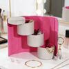 Tiered Travel Jewelry Case Faux Leather Jewelry Storage Roll Box with 3 Compartments Portable Jewelry Organizer for Necklaces Rings Earrings Bracelets