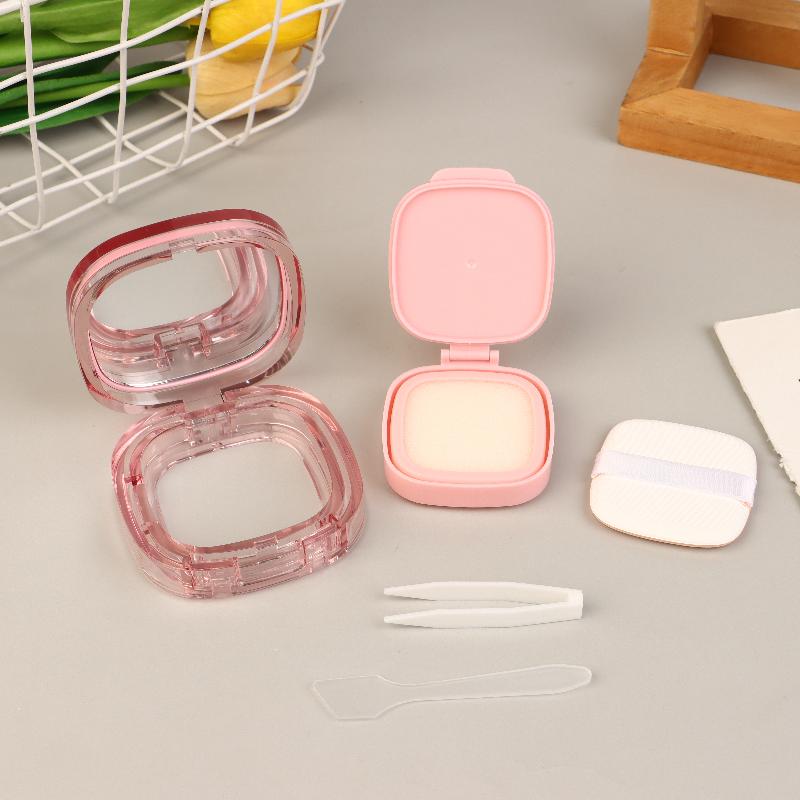 15G Empty Foundation Makeup Jar With Sponge Puff Handheld Portable Cosmetic Travel Makeup Jar Plastic Powder Box For Bb Cream