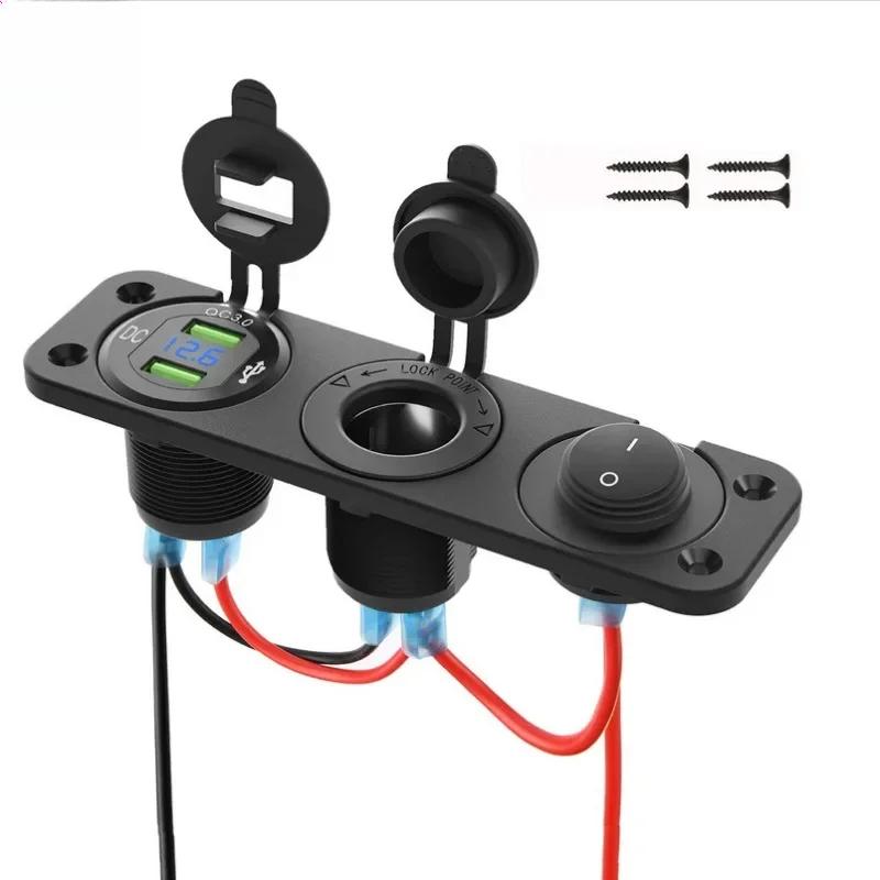 12V Quick Charge 3.0 USB Socket Panel Dual QC3.0 USB Socket Outlet Adapter for Car Boat RV Motorcycle