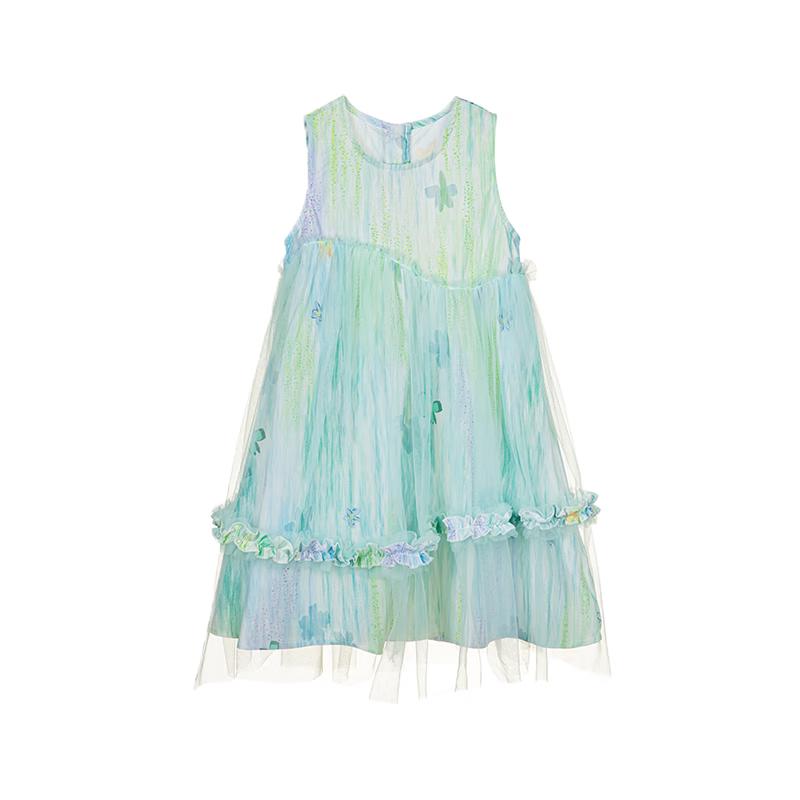 Girls  Sweet Princess Sleeveless Mesh Dress 150