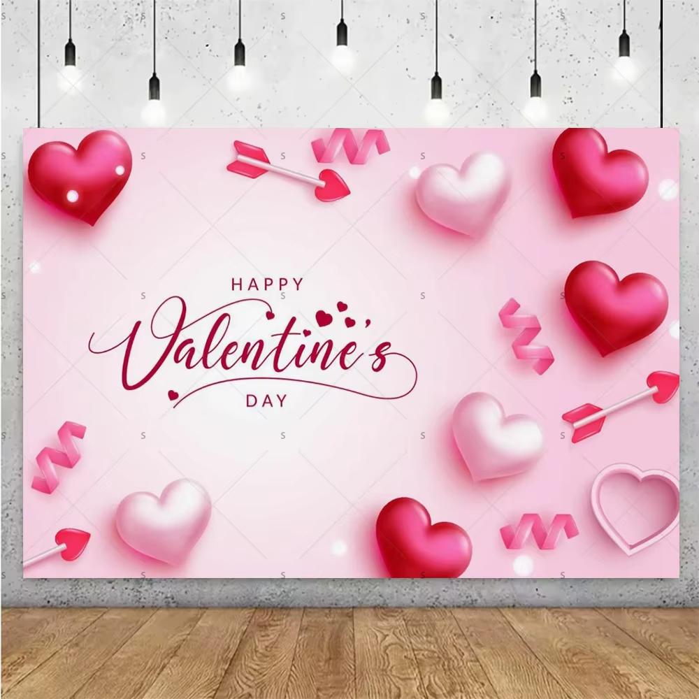 Balloon Red Love Heart Rose Background Happy Valentines Day Backdrop Supplies Valentines Day Party Decoration Photo Shoot Pro