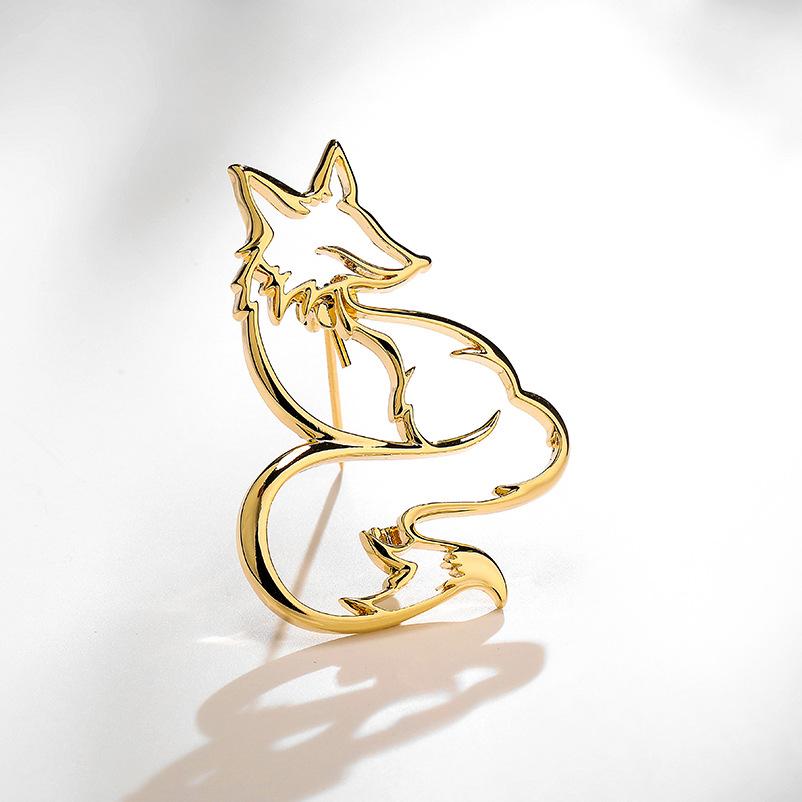 

Полая брошь-лиса, Высококлассная, Изысканный и Модный аксессуар для костюма и свитера, Элегантная и Индивидуальная брошь золотой