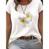 European Sizes European Size [Hawaiian Floral Tee] Women's Soft Breathable T-Shirt | Plumeria Flower Print, Classic Crew Neck