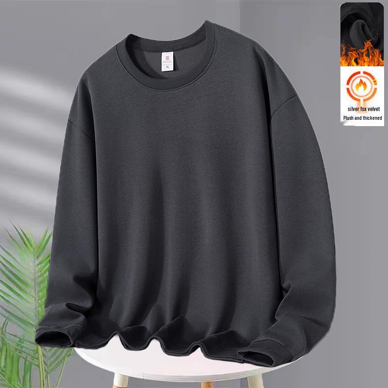 

Men s Trendy Autumn/Winter Velvet Hoodie - Round Neck, Long Sleeve, Casual Loose Fit. 3XL (145-160 jin)