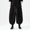 2026 Summer Men Black Wide Leg Pants Men Dark Wind Solid Color Casual Pants Japanese Style Harun Pants Men Cotton Linen Lantern Pants