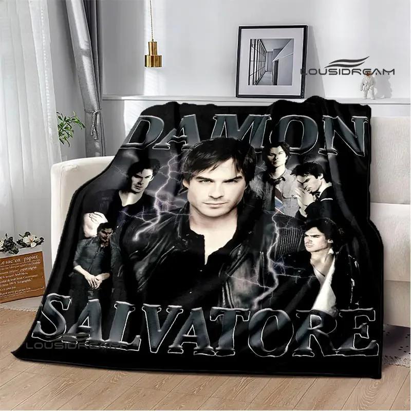 The Vampire Diaries Damon salvatore Blanket Flange Warm blanket Home travel blanket bed linings blankets for beds birthday gift