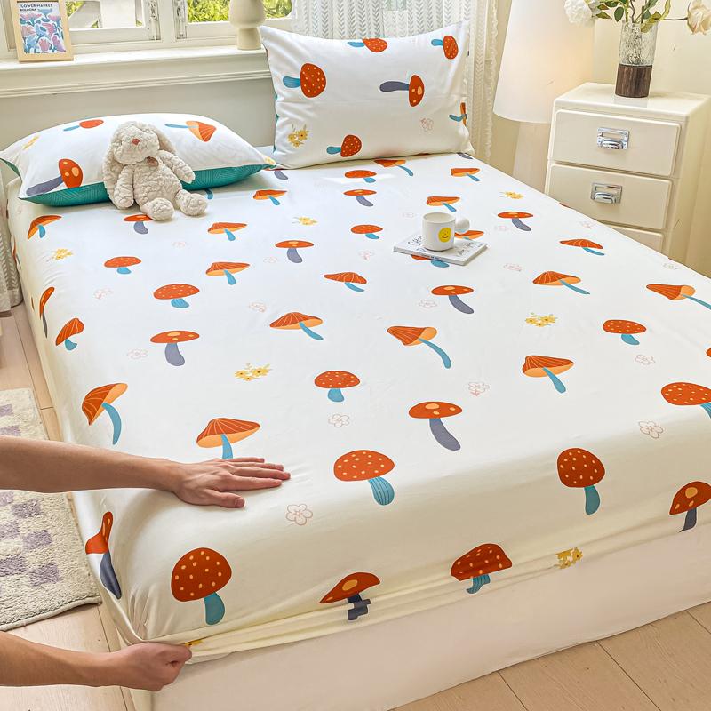 100% Cotton Bed Sheets Flower Printed Fitted Bed Sheet On Elastic Single/Queen/King Pure Cotton Bedsheets Sabanas Matrimoniales