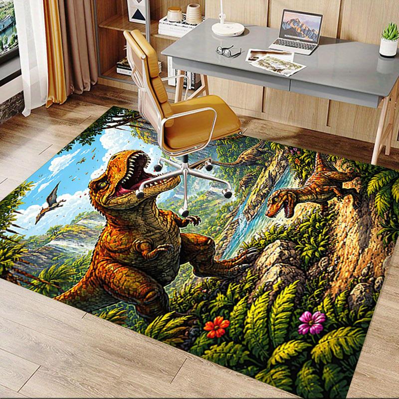 1PC Dinosaur Rainforest Extra Large Non Slip Floor Carpet, Office, Family, Bedroom Large Area Rug Indoor Rugs, Vibrant Colors