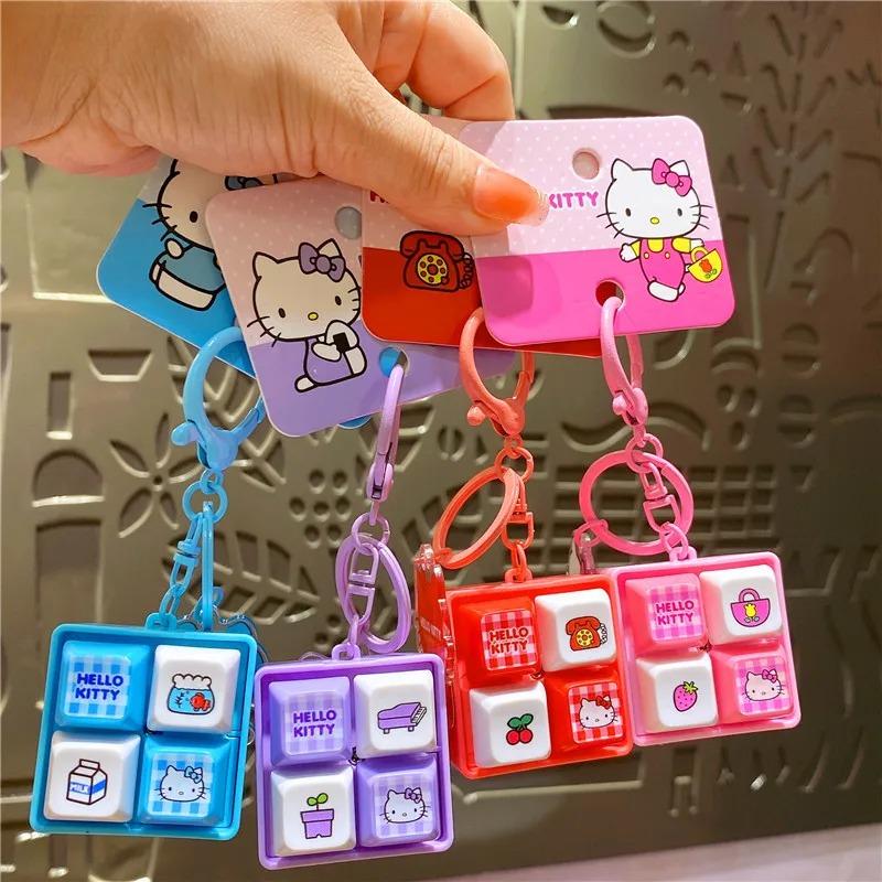 Cartoon 2026@ Sanrio Pendant Kawaii Japanese Hello Kitty Healing and Decompression Four Panel Button Keychain Backpack Pendant
