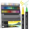 JusArt Acrylic Marker Paint Markers with Brush Tips Fine and Fine Acrylic Art Suitable for and Metallic Gift Idea Pens, 60-Color Set, (Both Tips),