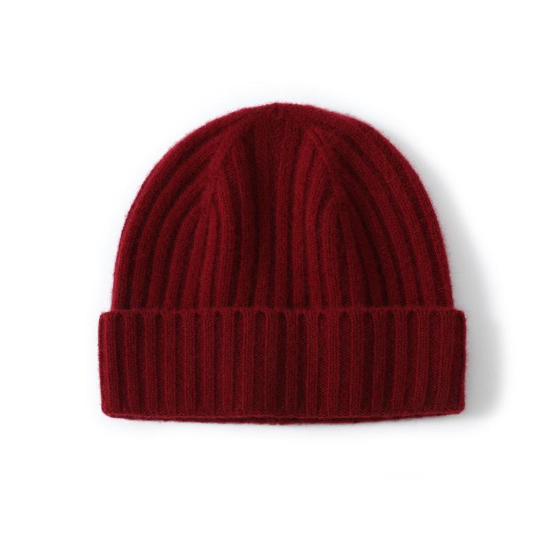 Autumn and Winter New Pure Wool Hats Men's and Women's Fashion Dome Vertical Knitted Hats Fashionable Versatile Autumn and Winter Wool Hats