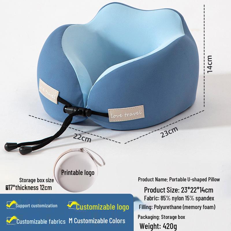 U-Shaped Memory Foam Travel Pillow for Neck and Cervical Spine Support