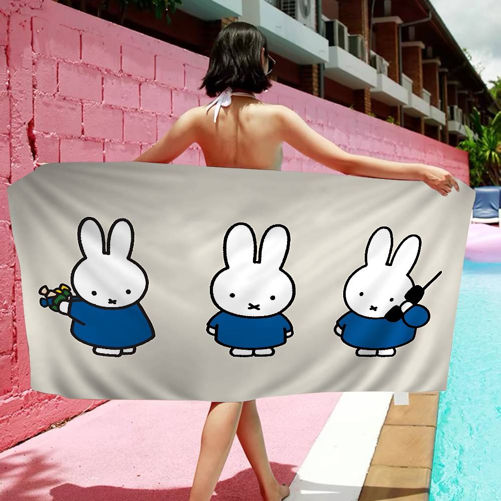 

Cartoon M-Miffys Kawaii Anime Beach Swimming Towel Soft Absorbent Washcloth Children s Gifts For Kids Travel Camping Gym W30*H60(CM)