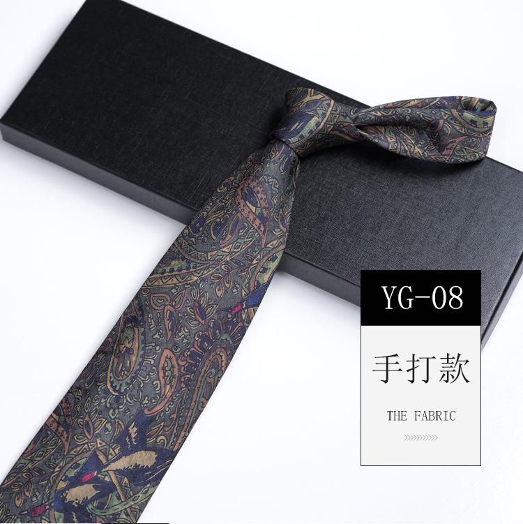 Pattern Printed Tie Men'S 9Cm Wide Personalized Retro Banquet Hosting Suit Large Flower Polyester Hand Tie