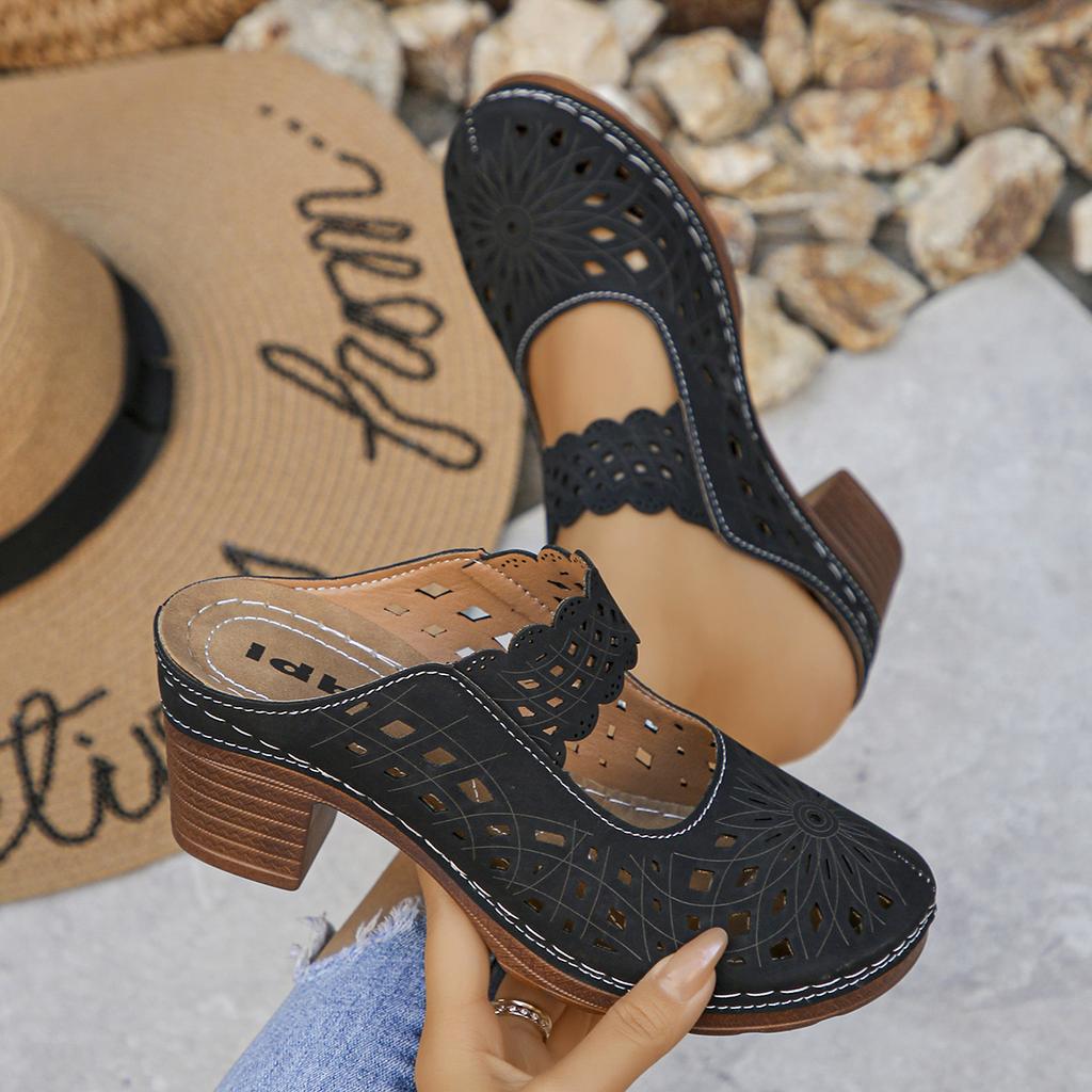 Sandales Plateforme à Talons Hauts Grandes Tailles pour Femmes Sandales à Talon Épais Légères Claquettes Compensées d'Été Chaussures Confortables Antidérapantes Femme