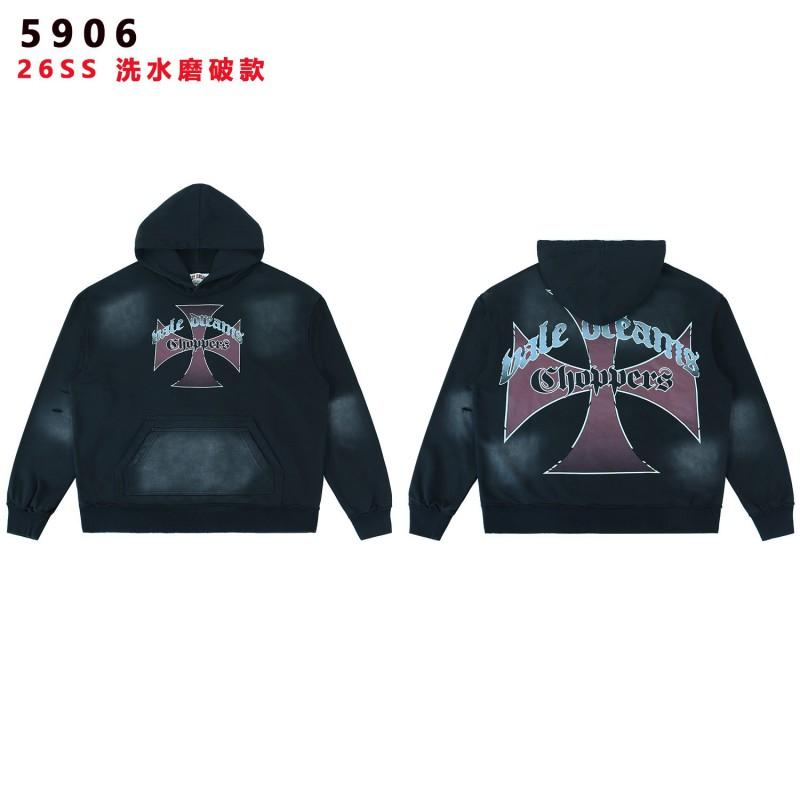 Mens American Style Hooded Sweatshirt Zip-Up Heavy-Duty Washed Streetwear Top