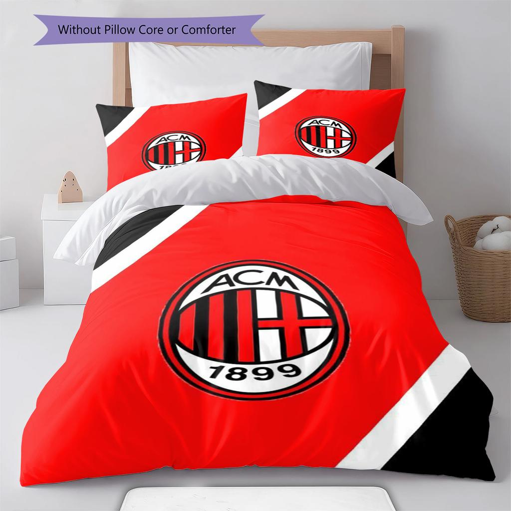 Set Biancheria da Letto con Fantasia AC Milan Copripiumino Federa Decorazione per la Casa Regalo (1 * copripiumino + 2 * federa, senza nucleo)