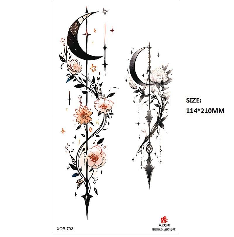 Emmy Black Series Butterfly Rose Flower Tattoo Sticker Set Water Transfer Paper