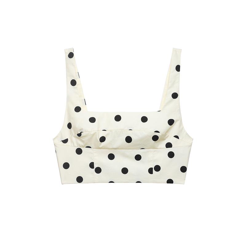 2026 Polka Dot Crop Top & Midi Skirt Set for Women Small