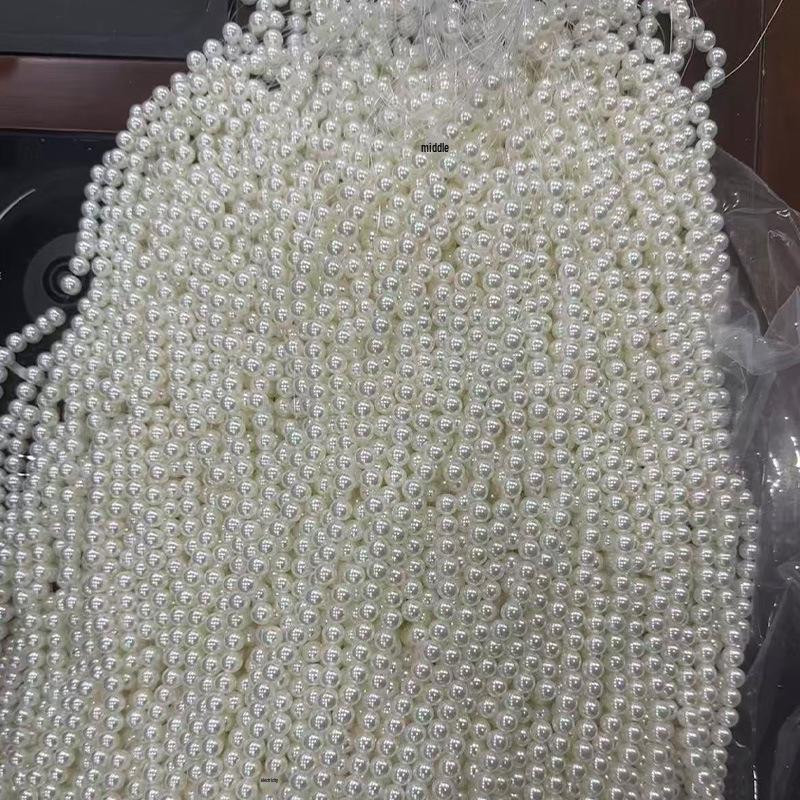 High-Gloss ABS Imitation Pearl Beads: Off-White, Pure White, Straight-Hole for DIY Jewelry