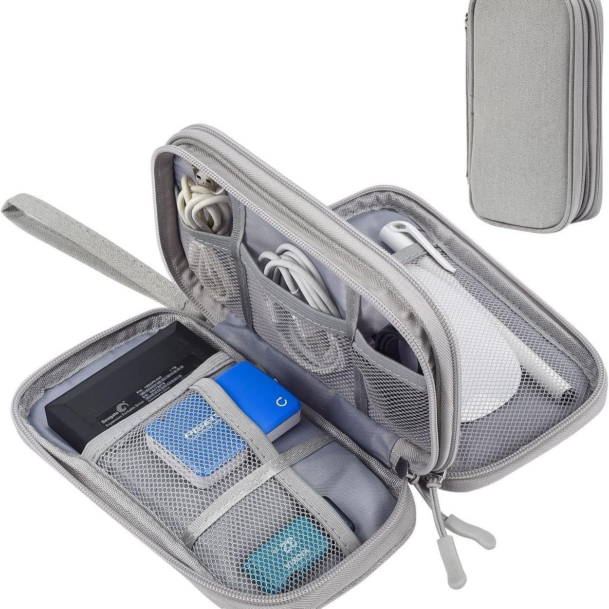 

Багатофункціональна дорожня сумка для зберігання кабелів, зарядних пристроїв, жорстких дисків та USB-накопичувачів сірий колір