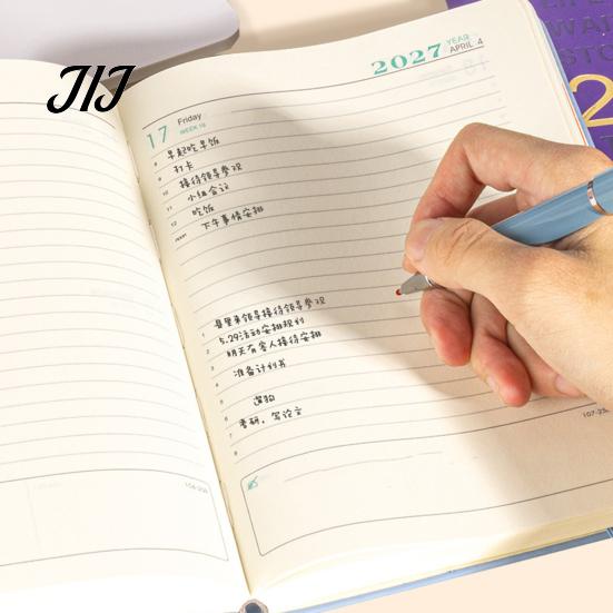 Ink Proof Paper Notebook for Office 2027 English Weekly Planner A5, 320 Page Schedule with Elastic Academic Calendar School Band & Pen Holder, Yearly