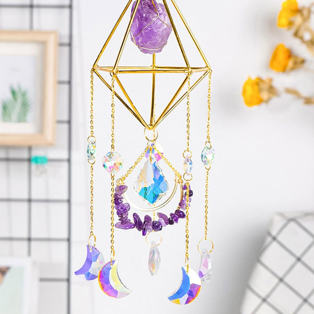Translucents Crystal Prisms Wind Chimes for Porch Garden Decoration Creates Kaleidoscopic Light Pattern