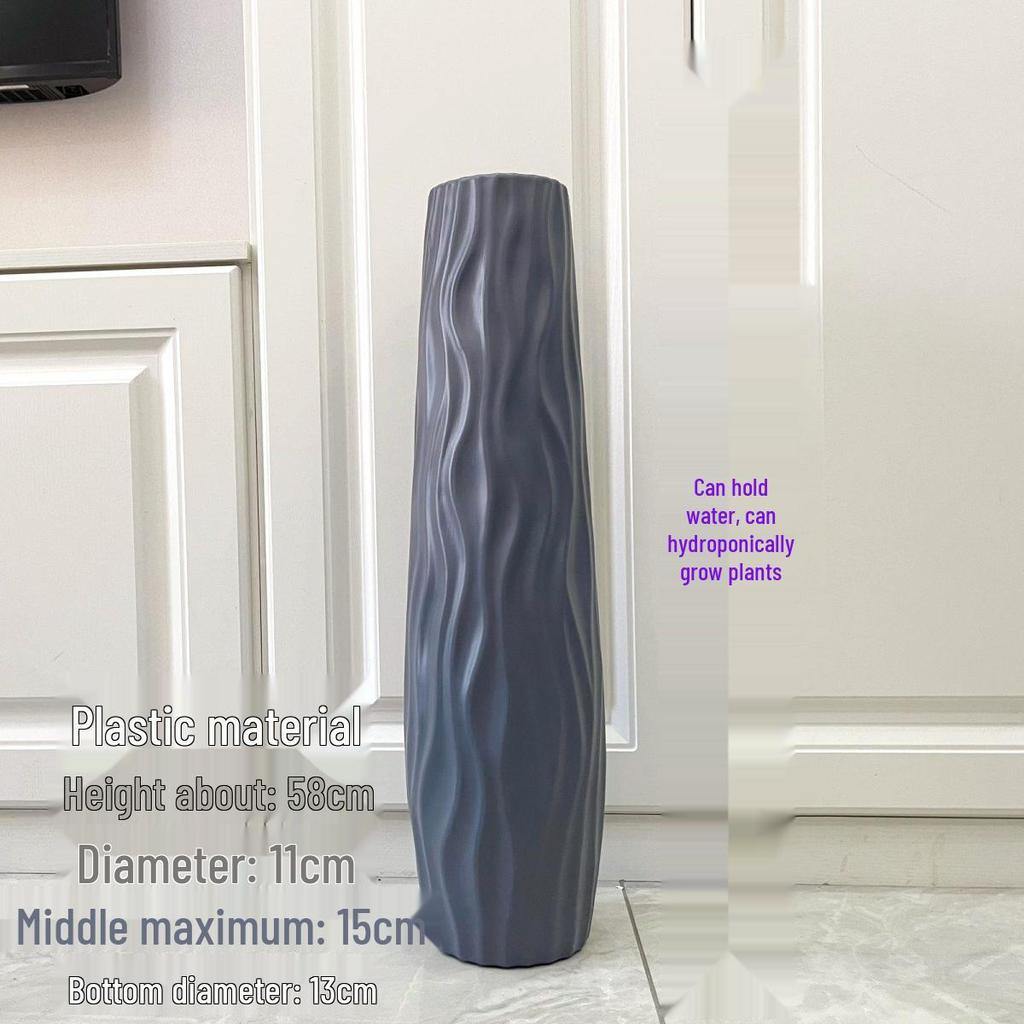 Nordic Large Resin Rattan Vase for Dried Flowers - Ceramic Look, Iron Art Floor Decoration.