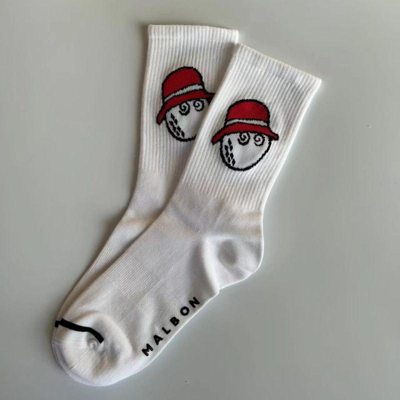 

Носки для гольфа Malbon Fisherman, мужские и женские носки, дышащие спортивные носки, модные хлопковые носки белый