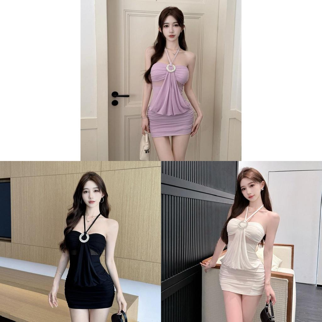 Elegant Polyester Spliced V Neck Sleeveless Bodycon Dress For Summer Parties