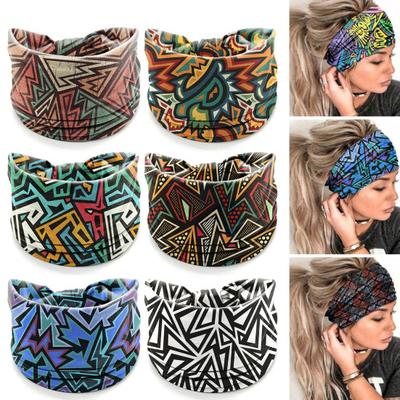 Large bandeau de sport absorbant la sueur, séchage rapide, extensible, Style bohémien, motif à carreaux, couvre-chef de Yoga pour femmes