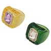Damen High-End Bunter Transparenter Breiter Band Diamantring: Luxuriöses 3D-Quadrat-Design