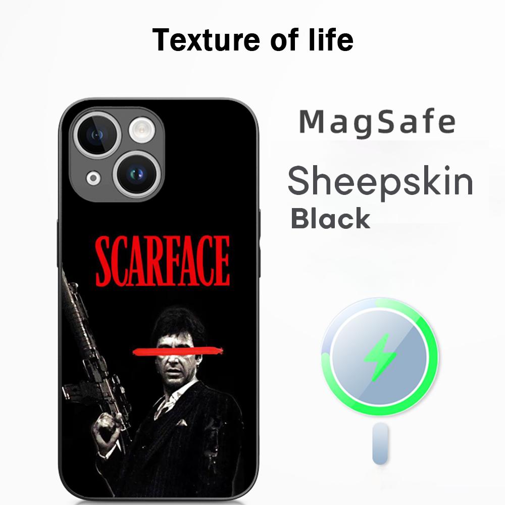 Tonny montana scarface Classic poster Phone Case For iPhone 17 16 15 14 13 12 Plus Pro Max  High-end Luxury Magsafe Sheepskin
