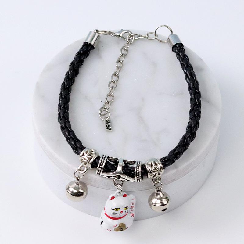 Handmade pet hand-woven lucky cat collar cartoon bell jewelry neck ring hand-woven
