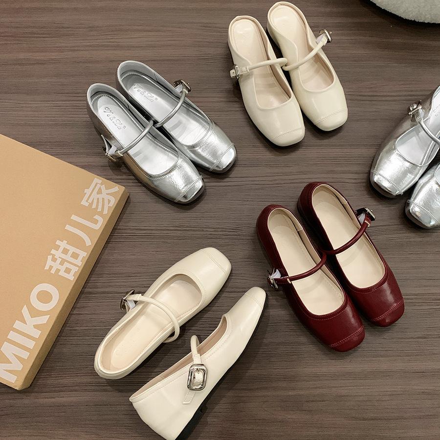 Inner Height-increasing Silver Niche Single Shoes Women's Summer New Korean Version of French Fairy Style Thick-soled Heightening Bag Head Half Slipp