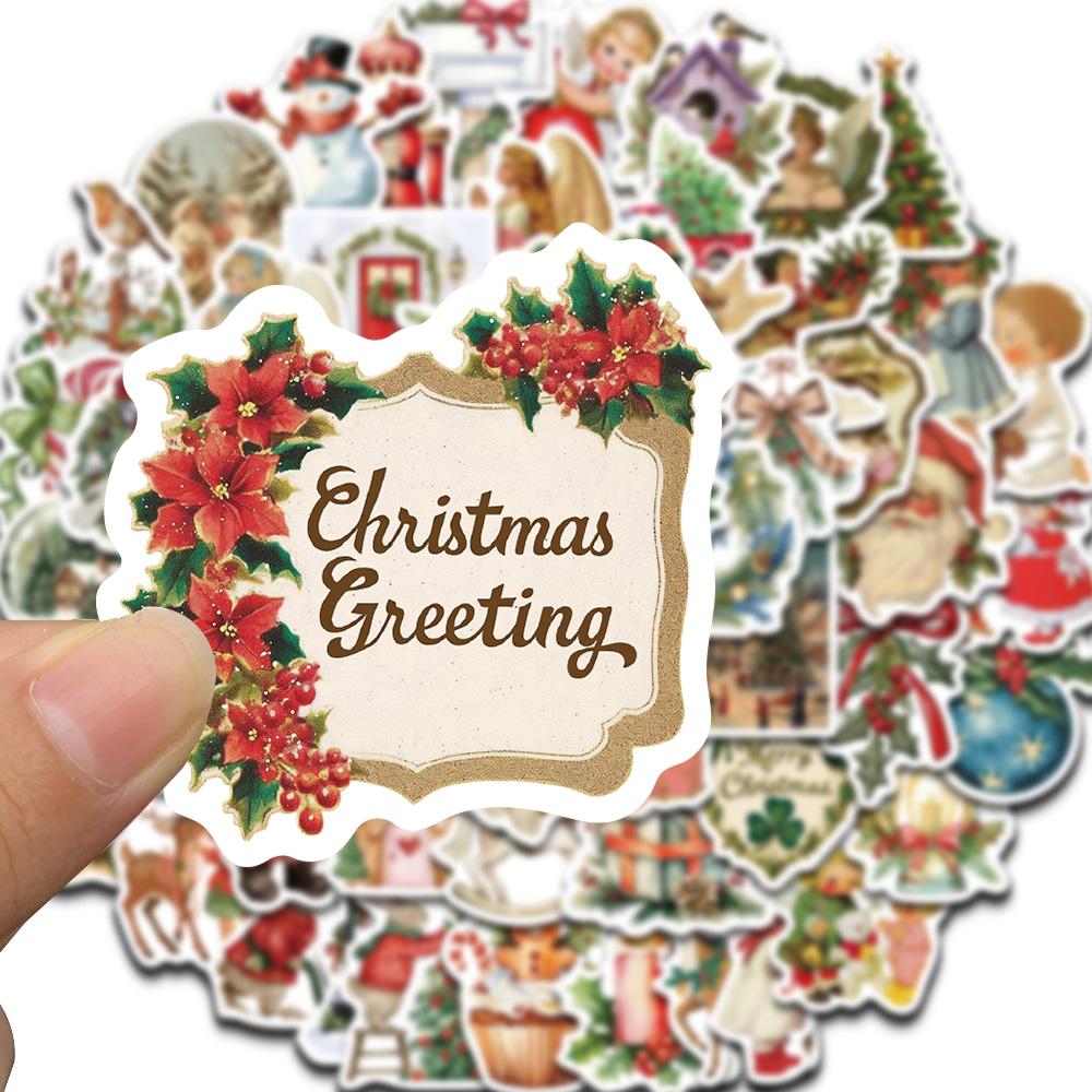 50PCS Romantic Christmas Stickers Home Decorative for Home 2025 Wall Sticker Gift Year Christmas 2025 Creative DIY Sticker
