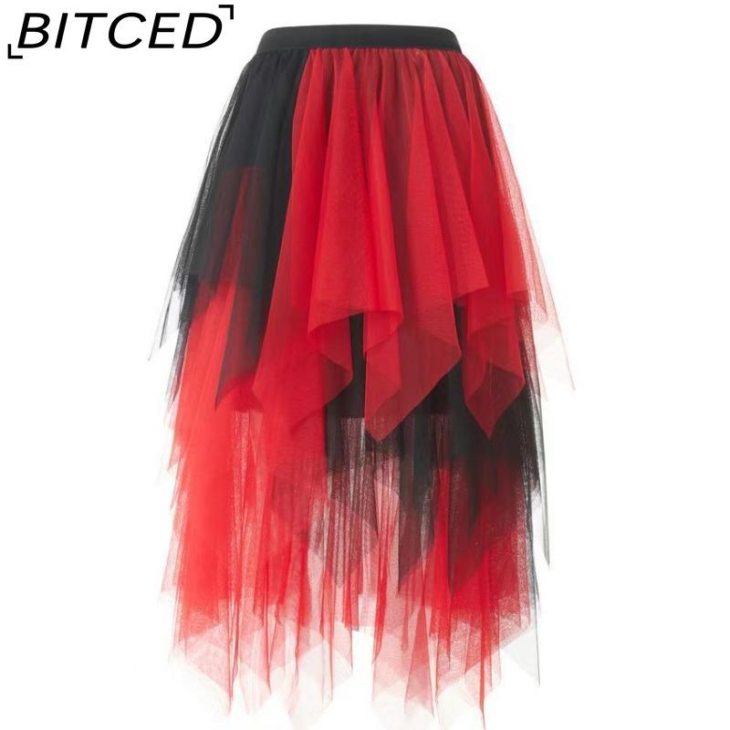 BITCED Damenmode Lässig Einfarbig Druck Sommer Frühlingsrock